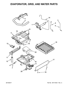 Evaporator, Grid, And Water Parts Diagram and Parts List for KUIS18PNZW2  KitchenAid Ice Maker