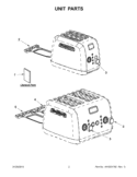 UNIT PARTS Diagram and Parts List for KMT423CU0  KitchenAid Toaster