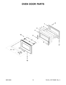 07 - Oven Door Parts Diagram and Parts List for KFGC506JYP07  Whirlpool Range