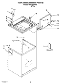 TOP AND CABINET PARTS Diagram and Parts List for 2DWTW5405SQ0  Whirlpool Washer