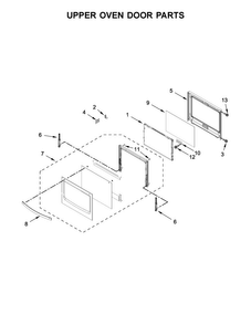 Upper Oven Door Parts Diagram and Parts List for WOD77EC0HS00  Whirlpool Wall Oven