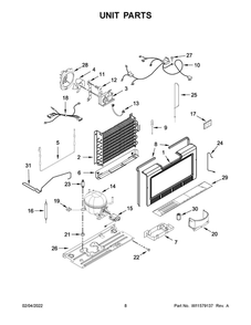 Unit Parts Diagram and Parts List for WZF34X20DW04  Whirlpool Freezer