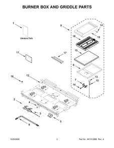 Burner Box And Griddle Parts Diagram and Parts List for JDRP536HL01  Whirlpool Range