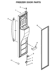 Freezer Door Parts Diagram and Parts List for WRS555SIHW03  Whirlpool Refrigerator