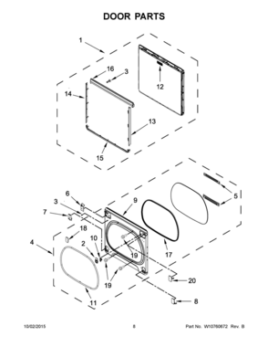 05 - DOOR PARTS Diagram and Parts List for YMEDB855DW0  Whirlpool Dryer