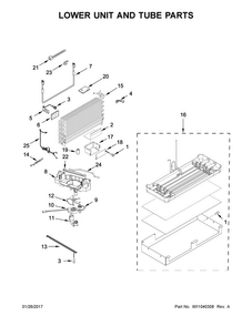 Lower Unit And Tube Parts Diagram and Parts List for KBFN406EPA01  KitchenAid Refrigerator