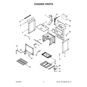 Chassis Parts Diagram and Parts List for WFG320M0MS0  Whirlpool Range