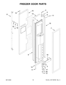 10 - Freezer Door Parts Diagram and Parts List for JBSS42E22L01  Whirlpool Refrigerator