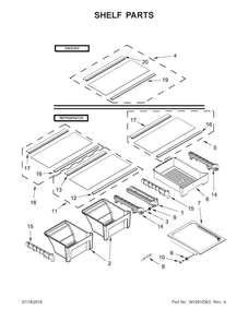 Shelf Parts Diagram and Parts List for WRT318FZDW02  Whirlpool Refrigerator