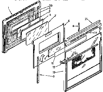 Door Diagram and Parts List for KEDH207AL2  KitchenAid Range
