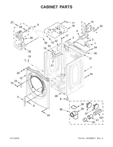 Cabinet Parts Diagram and Parts List for WED8540FW0  Whirlpool Dryer