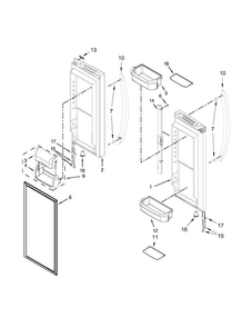 Refrigerator Door Parts Diagram and Parts List for KBFS22ECBL00  KitchenAid Refrigerator