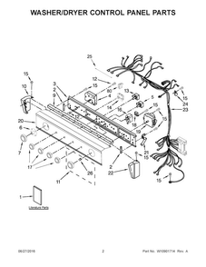 Washer/dryer Control Panel Parts Diagram and Parts List for 7MWET3300EQ1  Whirlpool Washer Dryer Combo