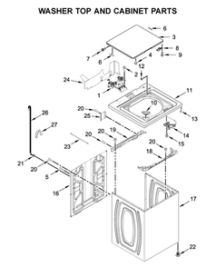 Washer Top And Cabinet Parts Diagram and Parts List for 7MWGT4027HW1  Whirlpool Washer Dryer Combo