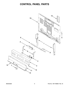 03 - Control Panel Parts Diagram and Parts List for YWFES5030RW0  Whirlpool Range