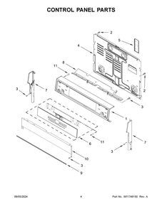 03 - Control Panel Parts Diagram and Parts List for YWFES7530RV0  Whirlpool Range