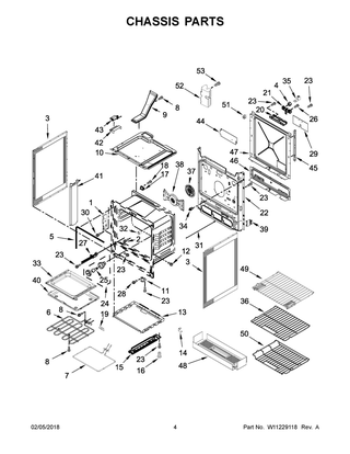 Chassis Parts Diagram and Parts List for KSEG700ESS3  Whirlpool Range