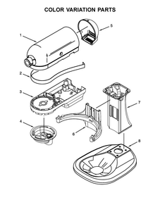 Color Variation Parts Diagram and Parts List for 3KSM5CBTWH0  KitchenAid Mixer