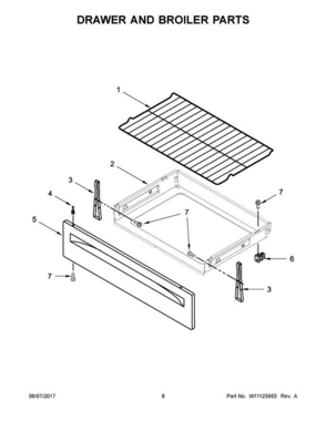 05 - Drawer And Broiler Parts Diagram and Parts List for 4KWFC120MAW1  Whirlpool Range