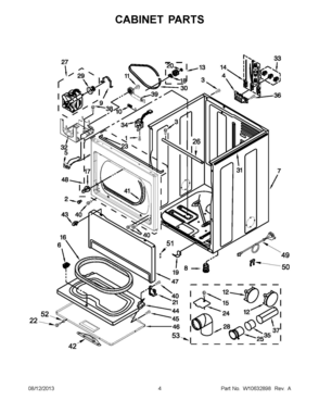 02 - CABINET PARTS Diagram and Parts List for YWED5500BW0  Whirlpool Dryer