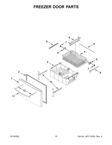 Freezer Door Parts Diagram and Parts List for WRX735SDHV08  Whirlpool Refrigerator