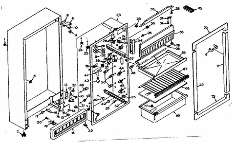 Cabinet Parts Diagram and Parts List for 106U11AL  Kenmore Refrigerator