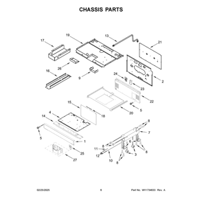 Chassis Parts Diagram and Parts List for KFDC500JMH03  KitchenAid Range