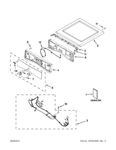 Top And Console Parts Diagram and Parts List for WGD96HEAW2  Whirlpool Dryer