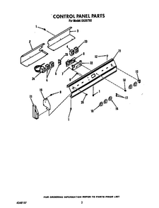 Control Panel Diagram and Parts List for D5257X0  Roper Range