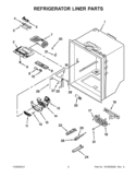 REFRIGERATOR LINER PARTS Diagram and Parts List for KBFS20EVMS13  KitchenAid Refrigerator
