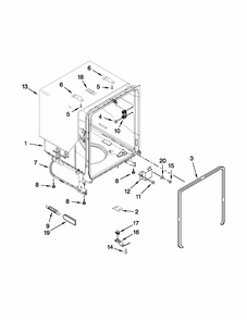 Tub And Frame Parts Diagram and Parts List for 66513073K212  Kenmore Dishwasher
