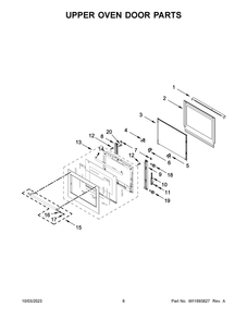 Upper Oven Door Parts Diagram and Parts List for KODE900HSS21  KitchenAid Wall Oven