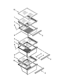 Refrigerator Shelf Parts Diagram and Parts List for WRS586FIDH00  Whirlpool Refrigerator