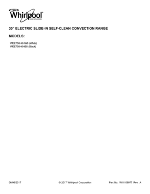 01 - COVER SHEET Diagram and Parts List for WEE750H0HB0  Whirlpool Range
