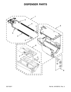 Dispenser Parts Diagram and Parts List for WFW7540FW0  Whirlpool Washer