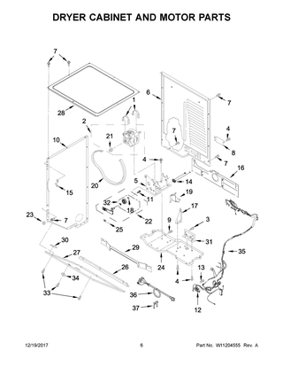 Dryer Cabinet And Motor Parts Diagram and Parts List for YWET4027HW0  Whirlpool Washer Dryer Combo