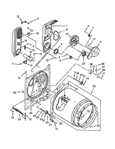 Bulkhead Parts Diagram and Parts List for 7MWGD1800EM0  Whirlpool Dryer