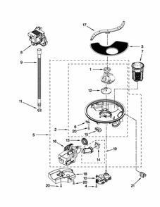 Pump And Motor Parts Diagram and Parts List for 66513033K110  Kenmore Dishwasher