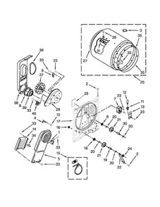 Bulkhead Parts Diagram and Parts List for 110C61182011  Kenmore Dryer