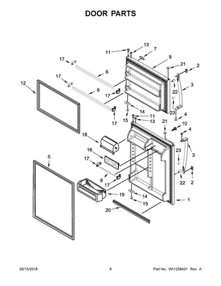 Door Parts Diagram and Parts List for WRT311FZDZ01  Whirlpool Refrigerator