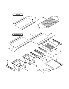 Shelf Parts Diagram and Parts List for 5GT311FFEW00  Whirlpool Refrigerator