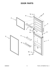 Door Parts Diagram and Parts List for 10667803410  Whirlpool Refrigerator