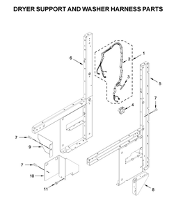 Dryer Support And Washer Harness Parts Diagram and Parts List for WGTLV27HW2  Whirlpool Washer Dryer Combo