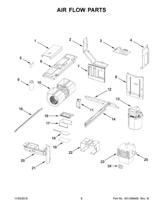 Air Flow Parts Diagram and Parts List for WML75011HN2  Whirlpool Microwave
