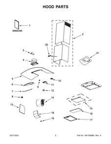 Hood Parts Diagram and Parts List for WVW75UC0DS3  Whirlpool Range