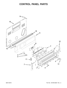 Control Panel Parts Diagram and Parts List for KFEG500ESS1  KitchenAid Range