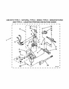 3402856 Burner Assembly Diagram and Parts List for 1109875279B  Kenmore Washer Dryer Combo