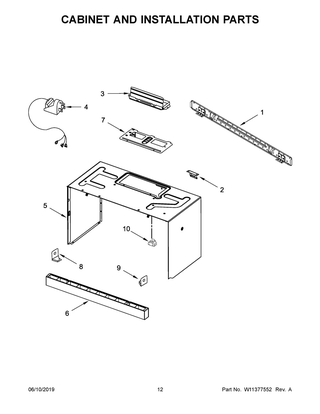 Cabinet And Installation Parts Diagram and Parts List for UMV1160CS8  Whirlpool Microwave