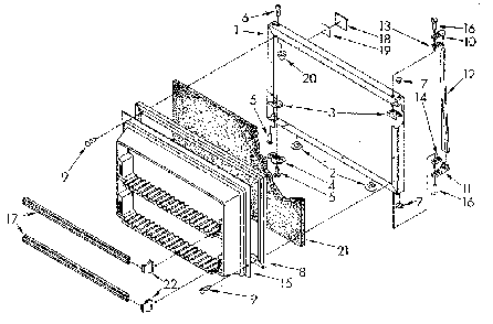 Freezer Door Diagram and Parts List for ET20AKXSN05  Whirlpool Refrigerator