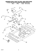 BURNER BOX, GAS VALVES, AND SWITCHES Diagram and Parts List for KGCS166GBL3  KitchenAid Cooktop